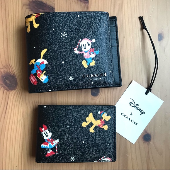 🐭Coach Disney X Coach 3 In 1 Wallet With Holiday Print - Picture 1 of 10